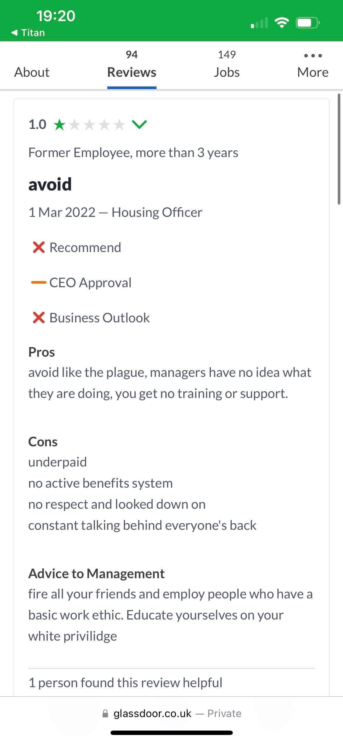 Glassdoor HR Website Staff Review